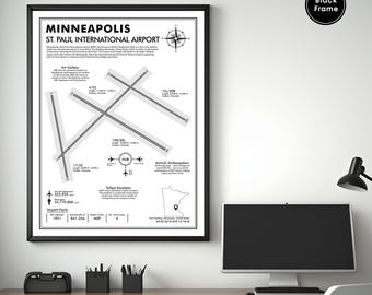 MSP Airport Map Art – Minneapolis-Saint Paul Print