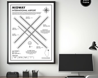 MDW Chicago Midway Airport Map Kunstdruck
