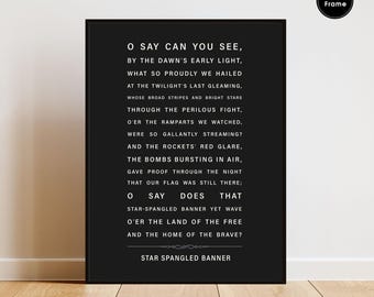 American National Anthem Poster, Star‑Spangled Banner Print, U.S. Patriotic Wall Art, USA Anthem Decor