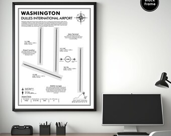 IAD Dulles International Airport Map Art Print