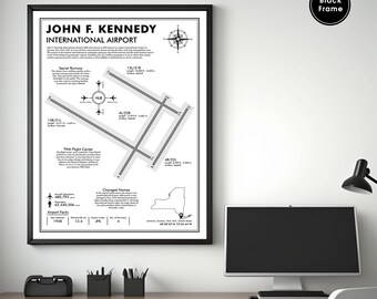 JFK Airport Karte Kunstdruck, John F. Kennedy International Airport