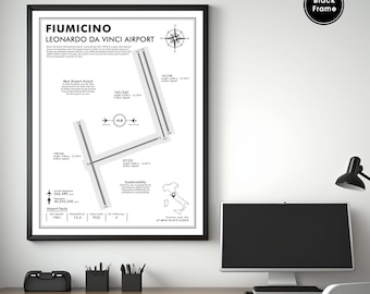 FCO Airport Code Map Art – Rom Reisedruck