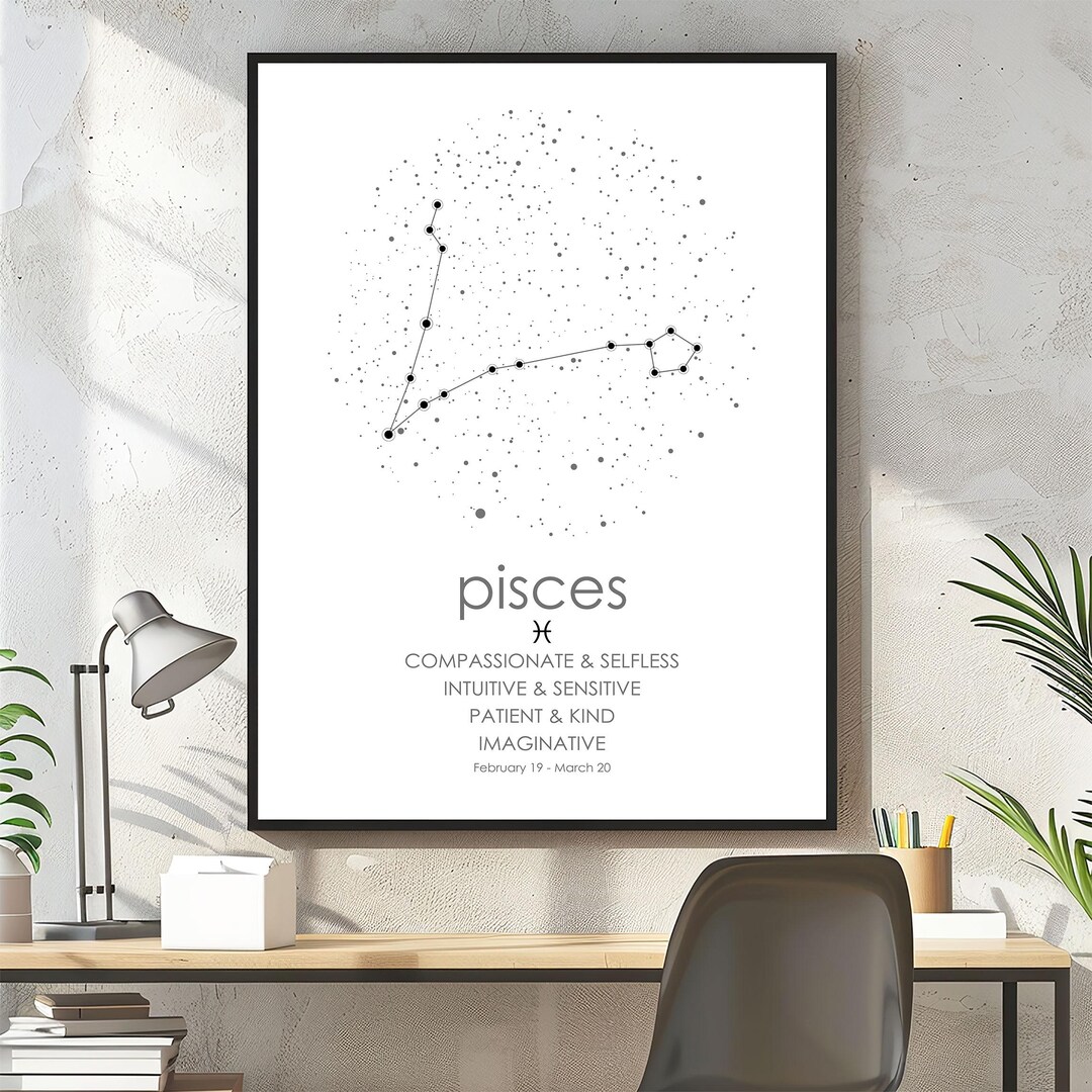 Pisces Zodiac Constellation Map Print, Astrology Wall Art - Etsy