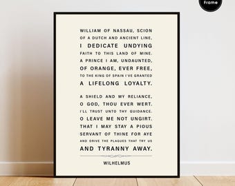 Wilhelmus Netherlands National Anthem Print, Patriotic Wall Art