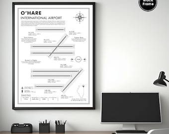ORD Chicago O'Hare Airport Map Art Print