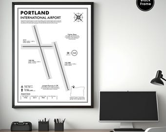 PDX, Airport Map Art Print, Portland International Airport