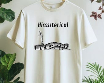 Funny Ball Python Shirt Snake Mom Gift, Hissssterical Cute Reptile Lover Tee, Comfort Colors Herpetology Graphic Top, Pet Snake Dad Joke Top