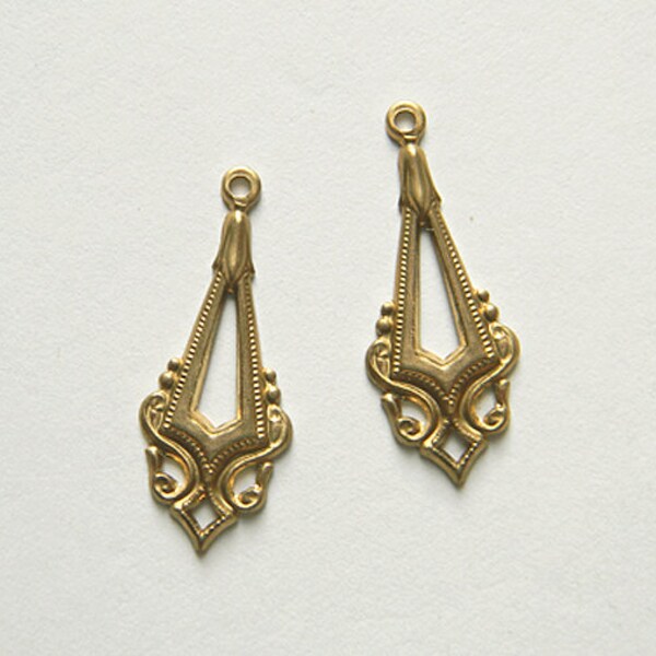 6 pcs., Raw Brass Stamping, Earring Dangle, Navette Drop, Brass Pendant 12mm x 31mm (r102)