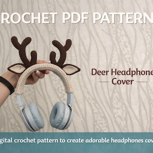 Deer Headphones Cover Crochet Pattern | Animal Horns | Beginners Friendly | PDF Pattern
