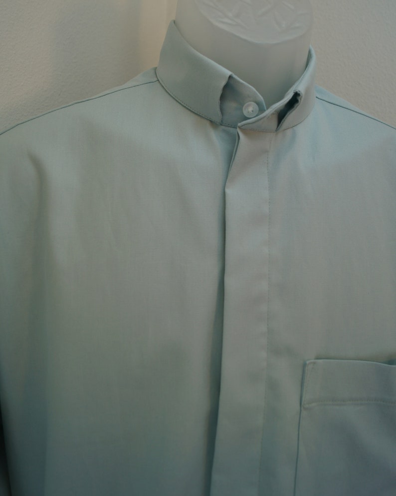 Select TAB or Fullband ready Untucked style CAMP Clerical tab shirt TEAL cotton-rich Oxford cloth select your size made to order