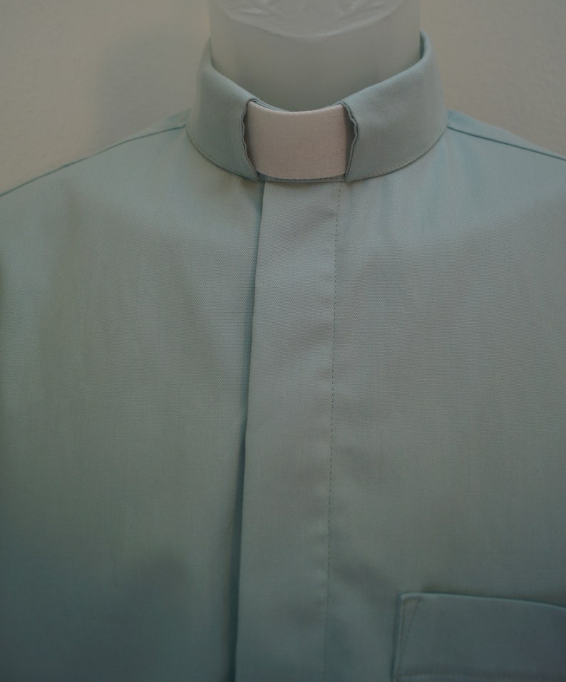 Select TAB or Fullband ready Untucked style CAMP Clerical tab shirt TEAL cotton-rich Oxford cloth select your size made to order