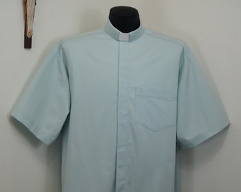 CAMP Clerical tab shirt, TEAL cotton-rich Oxford cloth, select your size made to order. Select TAB or Fullband ready Untucked style
