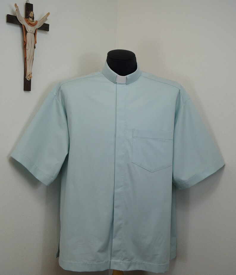 Select TAB or Fullband ready Untucked style CAMP Clerical tab shirt TEAL cotton-rich Oxford cloth select your size made to order