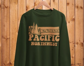 Pacific Northwest Sweatshirt, Mens & Womens Unisex Sizing, 70s Graphic Sweatshirt, College Sweatshirt, Hiking Sweatshirts