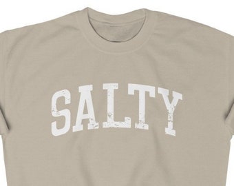 Salty Sweatshirt, Distressed Lettering Vintage Look, Beach Shirt, College Sweatshirts, City Sweatshirt, Unisex Men's and Women's