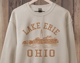 Lake Erie Ohio Sweatshirt, Great Lakes Sweatshirt, State Shirt, College Sweatshirt, 70s Style, Hiking & Camping