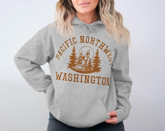 Pacific Northwest Wolf Hoodie, Washington State, Outdoor Apparel