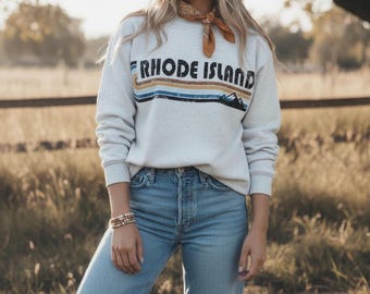 Retro Rhode Island Sweatshirt, State Pride Sweatshirts, Unisex