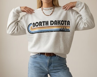 North Dakota Sweatshirt, Home Town State Pride, Unisex College Sweatshirts