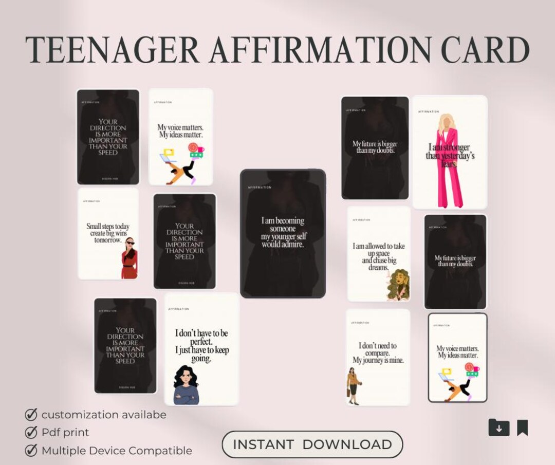 20 Teen Affirmation Cards Printable | Positive Affirmation Cards for ...