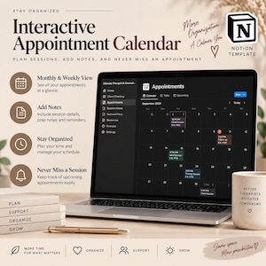 Notion Therapist Planner Template | Client Tracker, Therapy Session Notes & Appointment Calendar | Private Practice Dashboard