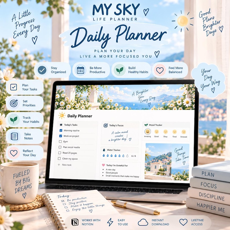 Notion Life Planner Template, Daily Weekly Monthly, Habit Tracker, Mood ...