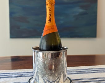 Champagne Bucket Wine Chiller repurposed Antique Biscuit Box | 1880-1890 | Silver Plated | Etched | Sheffield England