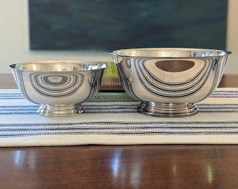 Silver Plated | Paul Revere Style Footed Bowls | Reed and Barton | Oneida | Vintage | Hand Polished | Holiday Dining Table | Round