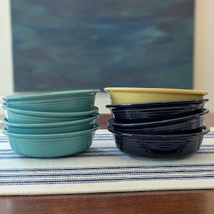 Fiesta Ware Salad Bowls | Yellow Sunflower, Turquoise, Cobalt Blue | Large Cereal | Vintage