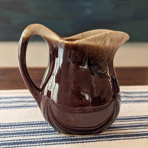 McCoy Pottery Brown Drip Glaze Pitcher | Stoneware Pottery | Vintage 1970