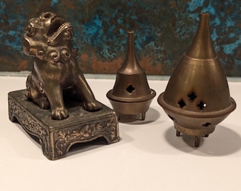 Brass Incense Holders | Foo Dog | Japan | India | Burner Cones | Vintage
