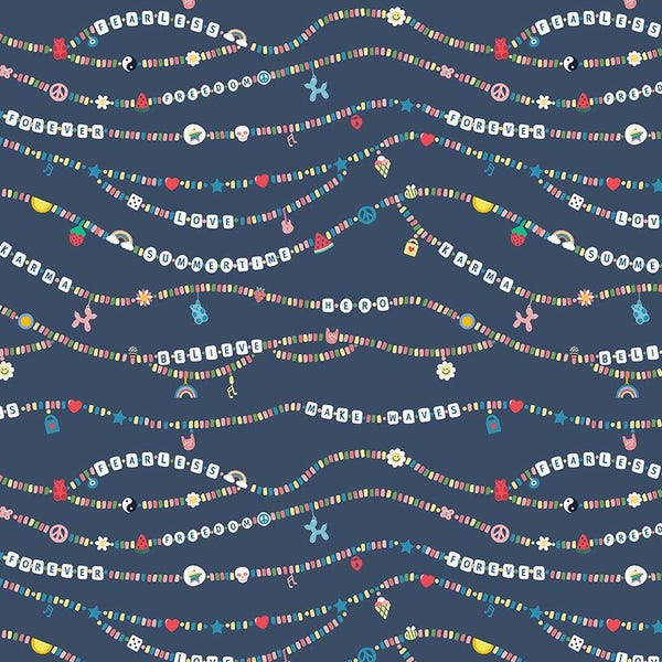 Dear Stella Friendship Bracelets – Karma, Believe, Fearless, 100% Cotton Fabric, 44/45”, Yard, Half Yard, Quarter Yard