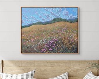 LARGE FIELD PAINTING, 24x30, Wildflower Field, Floral Painting, Field of Flowers Art, Bedroom Art, Home Decor, Large Landscape, Nova Scotia