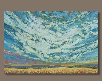 Original Impressionist Field Clouds Acrylic Painting on Canvas Modern Hand Painted Sky Painting Wall Art Abstract Landscape Art Nova Scotia