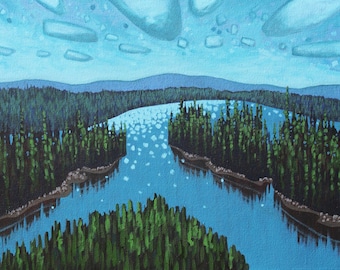 Boreal Forest Lake Painting: Original Acrylic Canadian Shield Art (30x40)