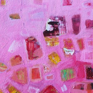 Textures in pink and orange abstract artwork painted by Canadian artist Sage Mountain Studio.
