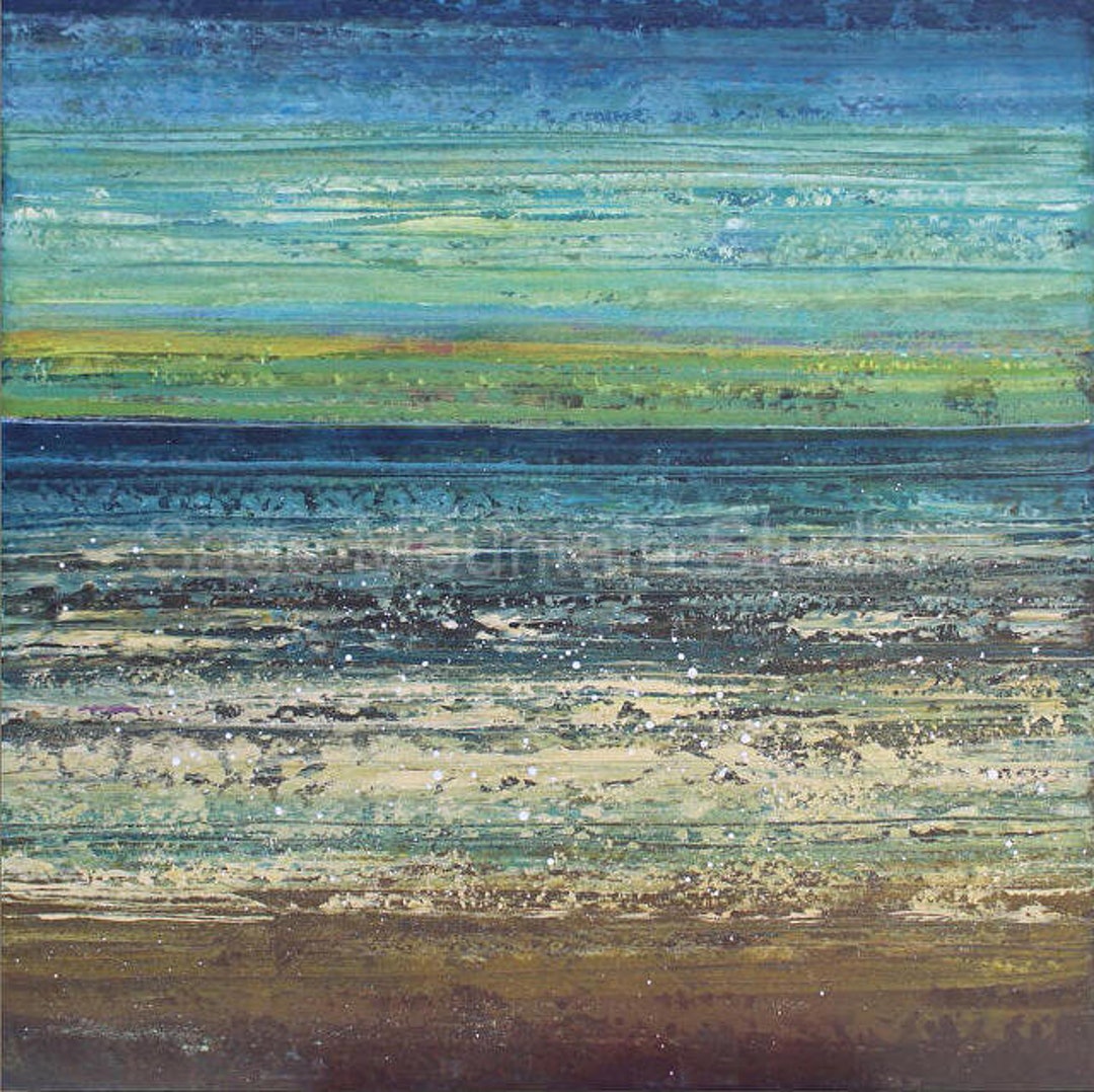 LARGE ABSTRACT SEASCAPE, Large Ocean Painting, Modern Seascape Painting