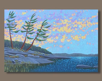 LAKE LANDSCAPE PAINTING, Georgian Bay, Cottage Art, Living Room Decor, Impressionist Art, Canadian Art, Group of Seven Inspired, Wall Art