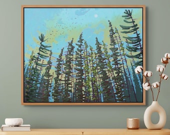 Original Acrylic Wilderness Painting: Larch, Black Spruce, White Pine, Nova Scotia Landscape, 24x30