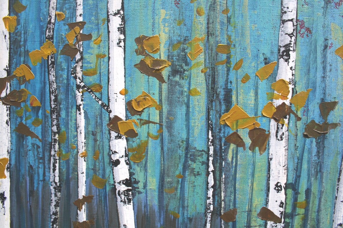 Abstract painting birch trees painting landscape painting Etsy