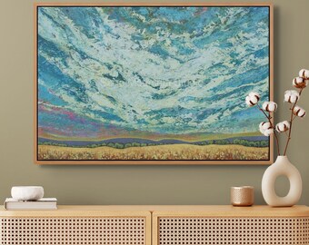 ORIGINAL IMPRESSIONIST FIELD, 24x36, Clouds Acrylic Painting on Canvas Hand Painted Sky Painting Wall Art Abstract Landscape Art Nova Scotia