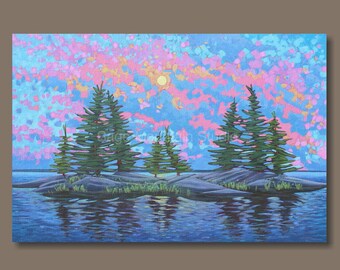 Landscape Painting, Sunset Painting, Canadian Landscape, Rugged Landscape, Canadian Shield, Muskoka, Georgian Bay, Group of Seven Inspired