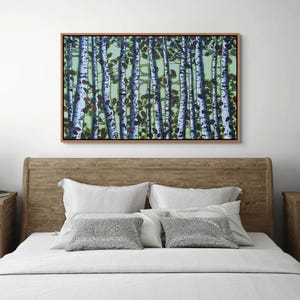 Birch Tree Painting: Panorama, Large Forest Art from Nova Scotia, 24x40 Inches