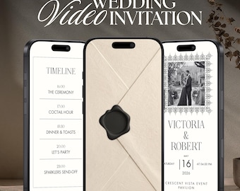 Ivory Old Money Digital Wedding Invitation Video Template & Animated Save the Date With Music