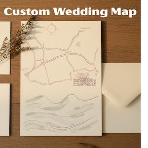 Custom Hand Drawn Wedding Venue Map, Personalized Illustrated Wedding Map, Printable Wedding Invitation Map, Digital Download