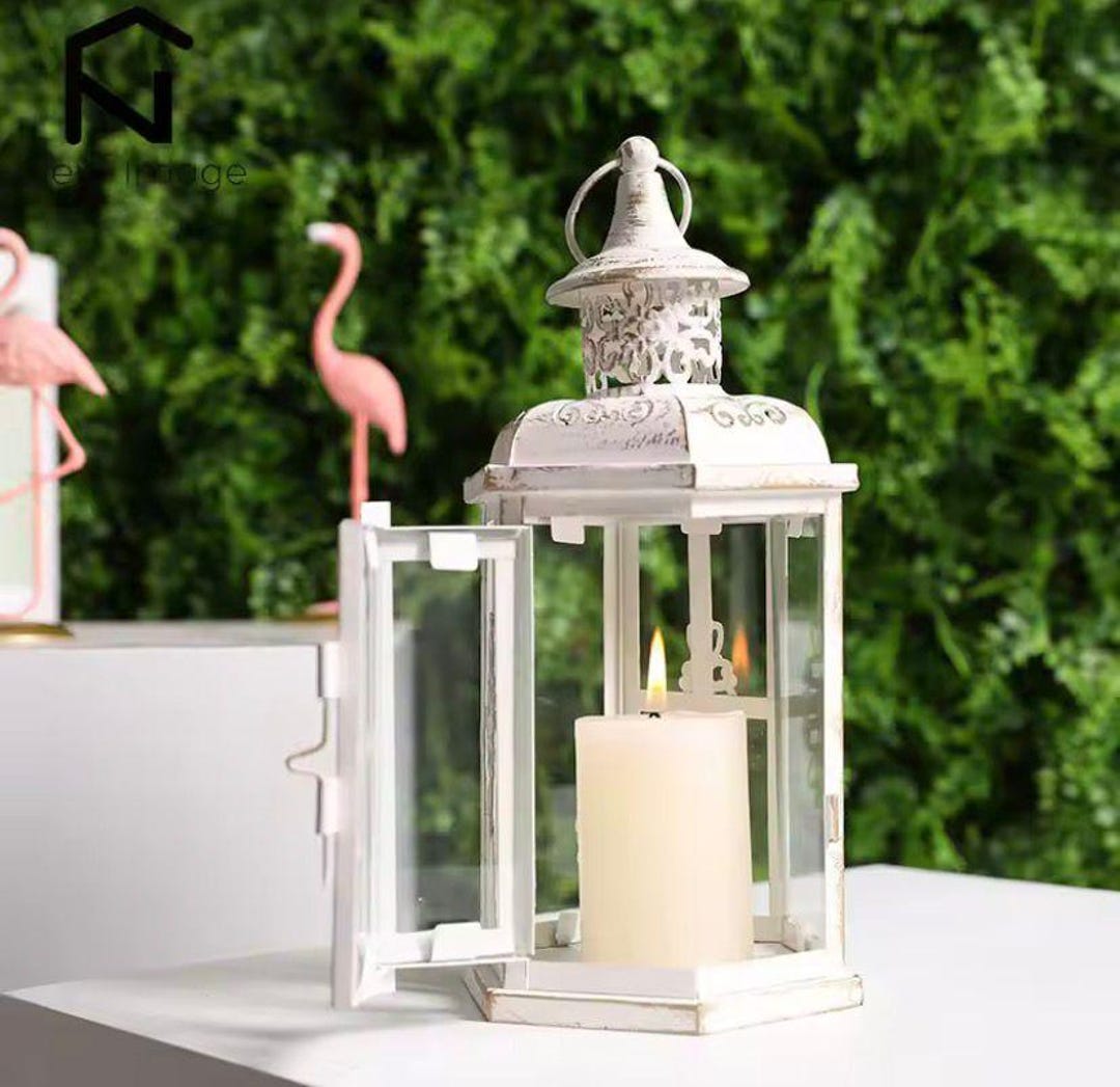 Photo inspiration: Visual Reference: White Candle Lantern With Handle Portable Home Decor