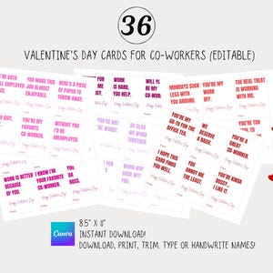 Funny Office Valentine's Day Cards For Coworkers, Office Humor, Office Jokes, Sarcastic Work Valentines, Printable (PDF Download, 36 Count)