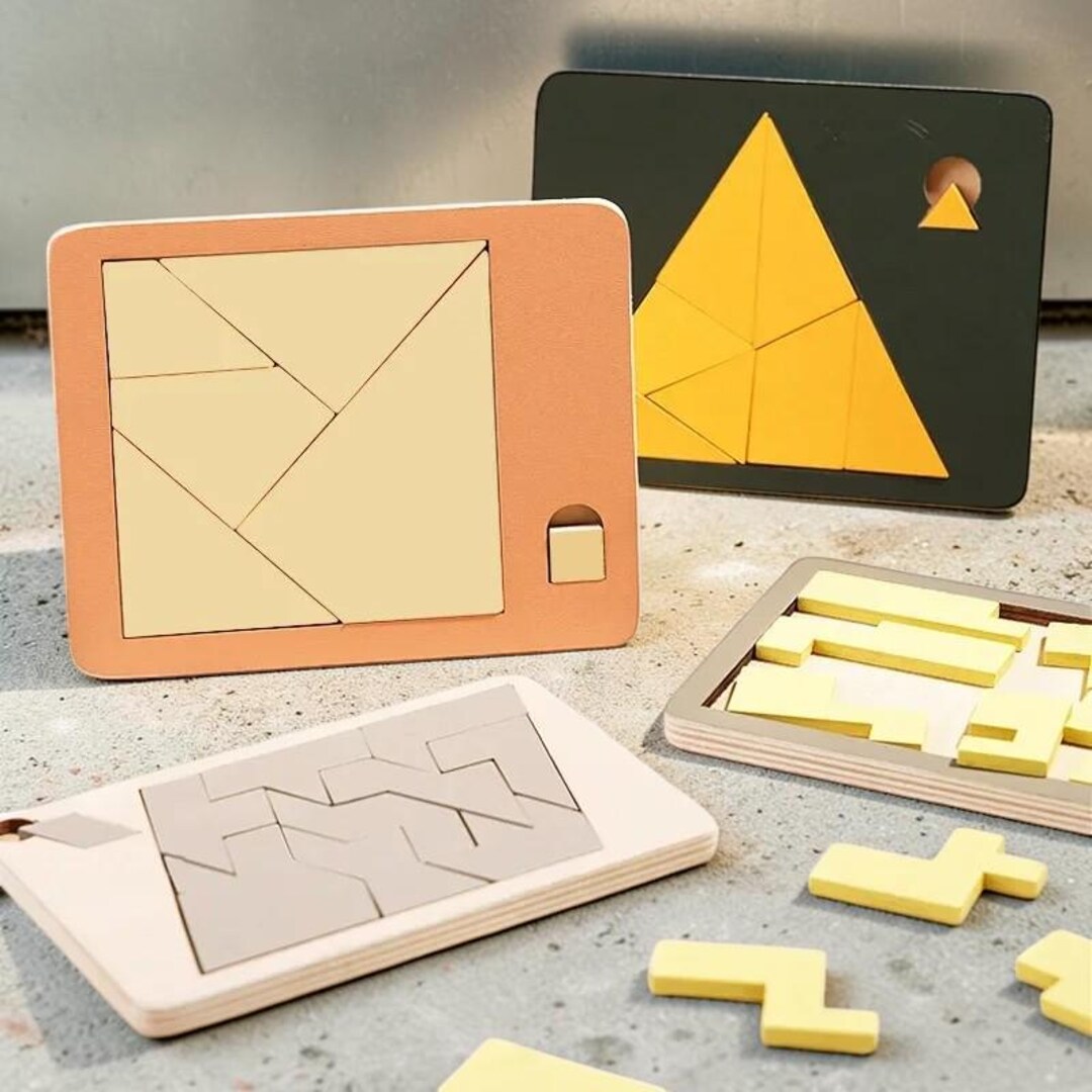 Montessori Wooden Tangram Toy | Pattern Puzzle & Shape Sorting Game for ...