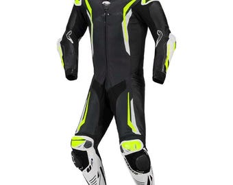 Mono de motociclismo Alpinestars Motogp para hombre - Mono de piel de vacuno de primera calidad - Monos de motociclismo, con todas las personalizaciones