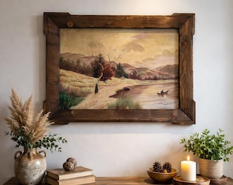 Marco rústico de madera para lienzos y cuadros / Marco de fotos de pino europeo macizo / Marco de pared estilo granja (tamaños europeos) / Marco de arte hecho a mano